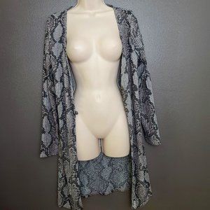 The Buckle Daytrip Grey &Black Ribbed Snakeskin Button Up Duster Nwot